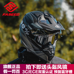 faseed摩托车头盔男双镜片摩旅公路机车拉力盔越野盔四季灰斯巴达哑黑