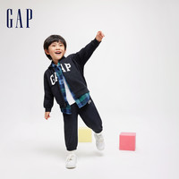 Gap男女幼童大童2024LOGO经典连帽卫衣大小童同款儿童装针织外套