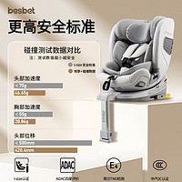 besbet 貝思貝特 兒童安全座椅汽車用0-4-12歲360度旋轉新生嬰兒寶寶坐椅悅享 白玉（全齡i-Size認證）