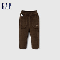 Gap男幼童秋冬季LOGO加绒保暖灯芯绒长裤儿童萝卜裤785063