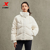 XTEP 特步 立领羽绒服女2023冬季新款鸭绒高蓬松加厚保暖防风女运动外套