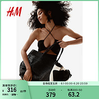 H&M2024夏季女士包袋时尚休闲百搭大容量购物包1222191 黑色