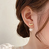 925银针气质珍珠耳环小众设计感耳钉ins爱心耳饰品