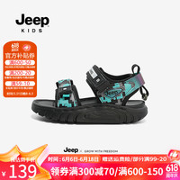 Jeep男童凉鞋儿童露趾童鞋中大童夏款2024新款男孩夏季运动沙滩鞋