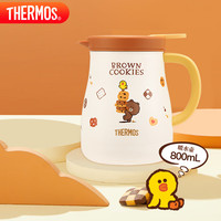 膳魔师(THERMOS)保温壶800ml大容量316L不锈钢家用暖水壶TEHB-800S Biscuit(LF)