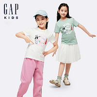 88VIP：Gap 盖璞 女童2024春夏新款纯棉印花图案圆领短袖T恤儿童装上衣430239