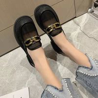 颜彩苏网面透气乐福鞋女2024夏百搭英伦学院风小皮鞋软底豆豆鞋单鞋 黑色 35