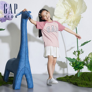 Gap 盖璞 男女童2024夏季新款纯棉logo撞色插肩短袖T恤儿童装运动上衣