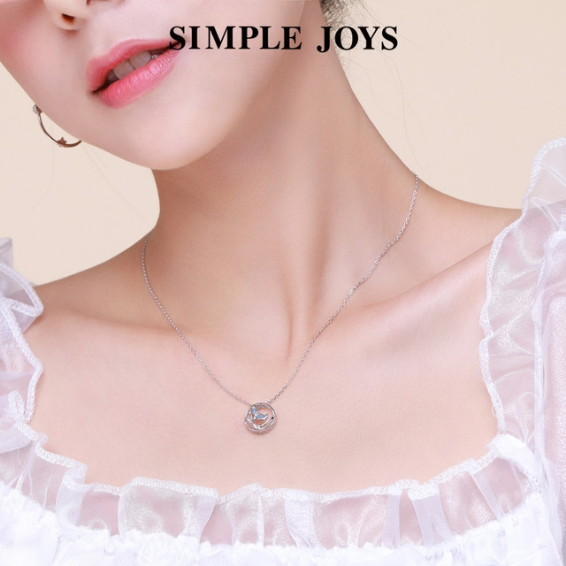 SIMPLE JOYS SIMPLEJOYSS925纯银锁骨链蓝色水晶美人鱼公主项链女轻奢小众情侣 银白色