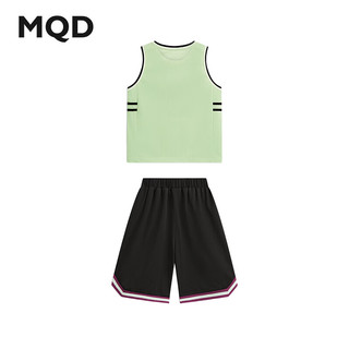 马骑顿（MQD）MQD童装男童运动套装夏季2024短袖篮球服背心短裤两件套时髦 灰绿 120cm