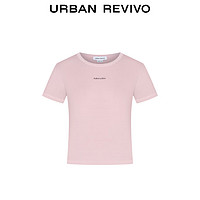 URBAN REVIVO 女士简约百搭撞色字母印花短袖T恤 UWV440219 粉紫 XL