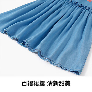 Classic Teddy精典泰迪女童连衣裙儿童公主裙中大童装夏季薄款衣服夏款 牛仔蓝 110