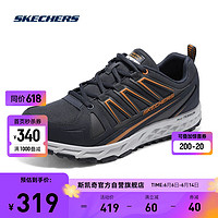 SKECHERS 斯凯奇 男鞋复古跑步鞋轻便减震运动鞋 海军蓝色/橘色/NVOR 39.5