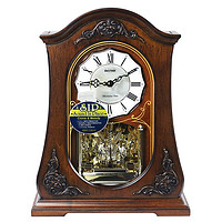 RHYTHM 麗聲 報時木座鐘歐式復古時鐘客廳臺鐘臥室玄關擺件34.5cm CRH165NR06