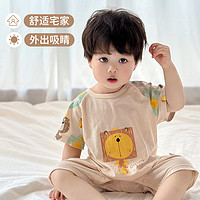 wua·wua 嬰兒夏季連體衣夏裝男寶寶短袖純棉薄款嬰幼兒衣服透氣包屁衣哈衣