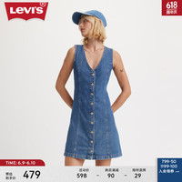 Levi's【商场同款】李维斯24夏季新款女士时尚百搭无袖牛仔连衣裙 深蓝色