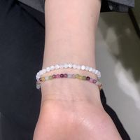 然极细碧玺夏日海风白贝手串甜美弹力绳叠彩虹质感手链小众