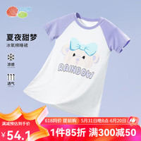 贝贝怡儿童睡裙女童2024卡通夏季短袖薄款女宝宝家居服连衣裙 紫色 120cm