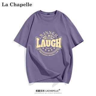 La Chapelle拉夏贝尔短袖t恤男夏季港风潮牌高街宽松卡通印花体恤衫打底上衣 黑色 2XL
