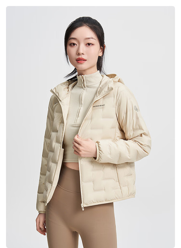 商品波司登2024春季女短款轻暖鹅绒连帽简约休闲宽松羽绒服b40131036