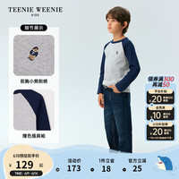 Teenie Weenie Kids小熊童装24冬季新款男女童时尚撞色插肩刺绣T恤