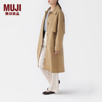 无印良品（無印良品 MUJI）女式 不易沾水 尼龙大衣 长款外套 BD04CC3S 米色 S（155/80A）