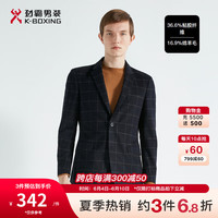 劲霸男装 商务格纹休闲绵羊毛秋冬毛呢单西服|BYFC3308 深兰(