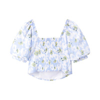 太平鸟太平鸟女装品质印花上衣A1CDD2E03 蓝色纹样 S