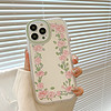 FlowerPig 草莓花朵15适用iphone14pro max苹果11手机壳12女xr保护13套X 透白 粉玫瑰 12pro (6.1)