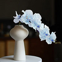 盛世泰堡 仿真花九頭蝴蝶蘭假花絹花客廳塑料花裝飾擺件插花藍色1支裝