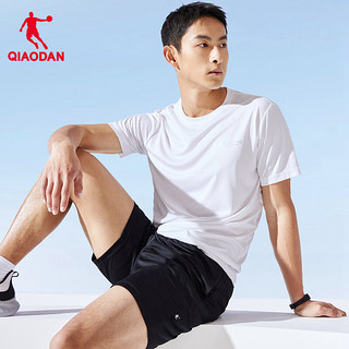 乔丹QIAODAN运动套装男女夏季透气跑步运动服两件套 乔丹白黑色 丨男款 XL