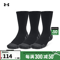安德玛 UNDERARMOUR）Performance Tech男女情侣训练运动短筒袜子-3双装1379512 黑色001 L