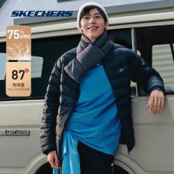 skechers斯凯奇冬季男轻便保暖短款立领羽绒服外套上衣