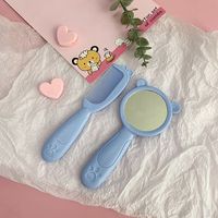 姒桀儿童梳子女孩不伤头皮婴儿宝宝梳发随身便携式小镜子套装梳 熊爪镜梳套装-浅蓝色