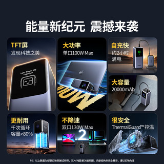 绿联 能量湃Pro 130W快充 20000mAh PD移动电源
