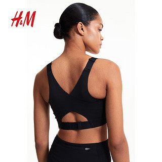 H&M【 MOVE DryMove™】女运动内衣夏干爽舒适高支撑背心SL1124746 黑色 A70