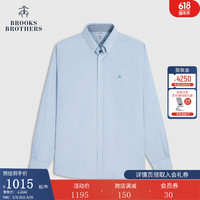 布克兄弟(BrooksBrothers)男士24春夏简约纯色清新刺绣logo休闲衬衫 4003-蓝色 M