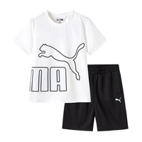 彪马(PUMA)儿童短袖套装男女中大童运动两件套吸湿清爽透气 本白10101 160cm