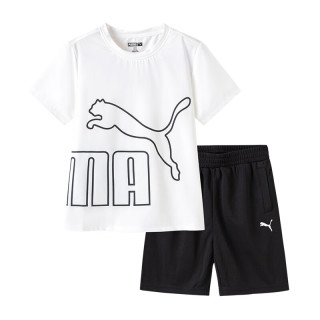 彪马（PUMA）儿童短袖套装男女中大童运动两件套吸湿清爽透气 本白10101 160cm