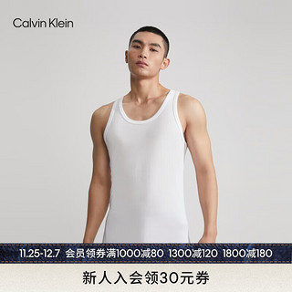 Calvin Klein内衣男士两件装修身纯棉印花舒适休闲居家睡衣背心NP2160O 100-月光白 M