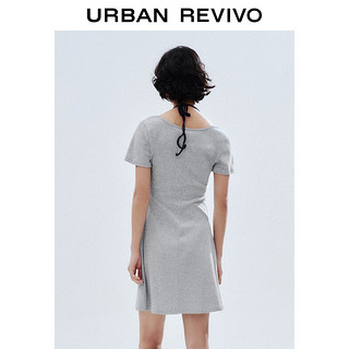 URBAN REVIVO 女士学院撞色系带连衣裙 UWV740050 花灰 XL