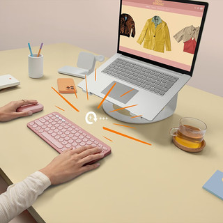  logitech/罗技 无线静音键鼠套装  Pebble 2 combo 粉 无背光