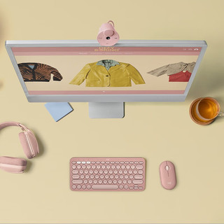  logitech/罗技 无线静音键鼠套装  Pebble 2 combo 粉 无背光