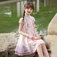 童装女童汉服连衣裙2024年儿童夏季中国风唐装旗袍裙子
