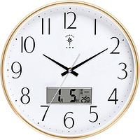 POLARIS 北极星 挂钟客厅钟表万年历现代石英钟时尚日历时钟创意挂表金色33cm