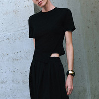 URBAN REVIVO 女士时尚休闲不规则设计感褶皱T恤 UWH440066