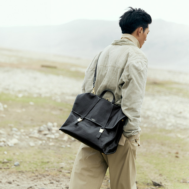 Songmont 山下有松 游历公文バッグ S デニム生地 リュック 男女兼用 Songmont山下有松山行系列游历公文包无性别复古植鞣皮斜挎双肩包【报价