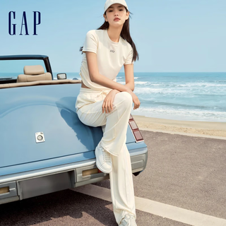 Gap 盖璞 女士UPF50+防晒衣舒适凉感透气收腰短袖T恤 540508 米色 XS