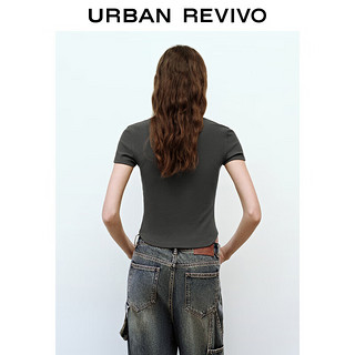 URBAN REVIVO 女士潮流休闲简约假两件显瘦T恤 UWV440147 深灰 M