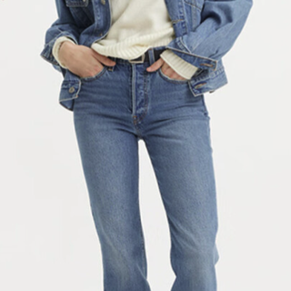 Levi's 李维斯 24夏季女士WEDGIE BOOTCUT直筒牛仔烟管长裤 A8710 深蓝洗水 28 30
